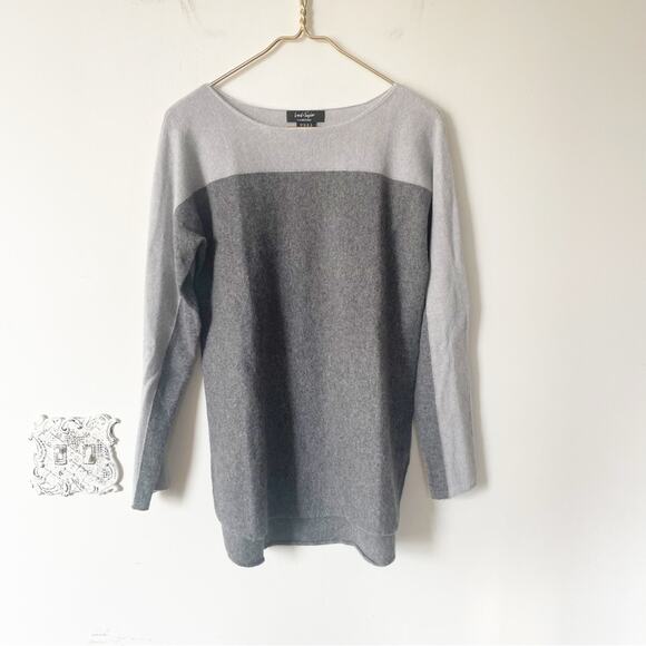 Lord & Taylor Gray Two Tone Tunic Cashmere Sweater S - Picture 1 of 6
